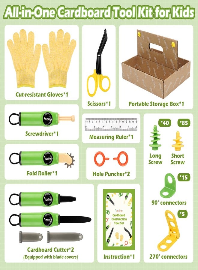 Vanplay Cardboard Cutter for Kids - Cardboard Tools for Kids, Cardboard Cutting Tool Set with Fold-Roller & Gloves, STEM Educational Construction Toys Gift for 5-9 Year Old Boys Girls - Image 2